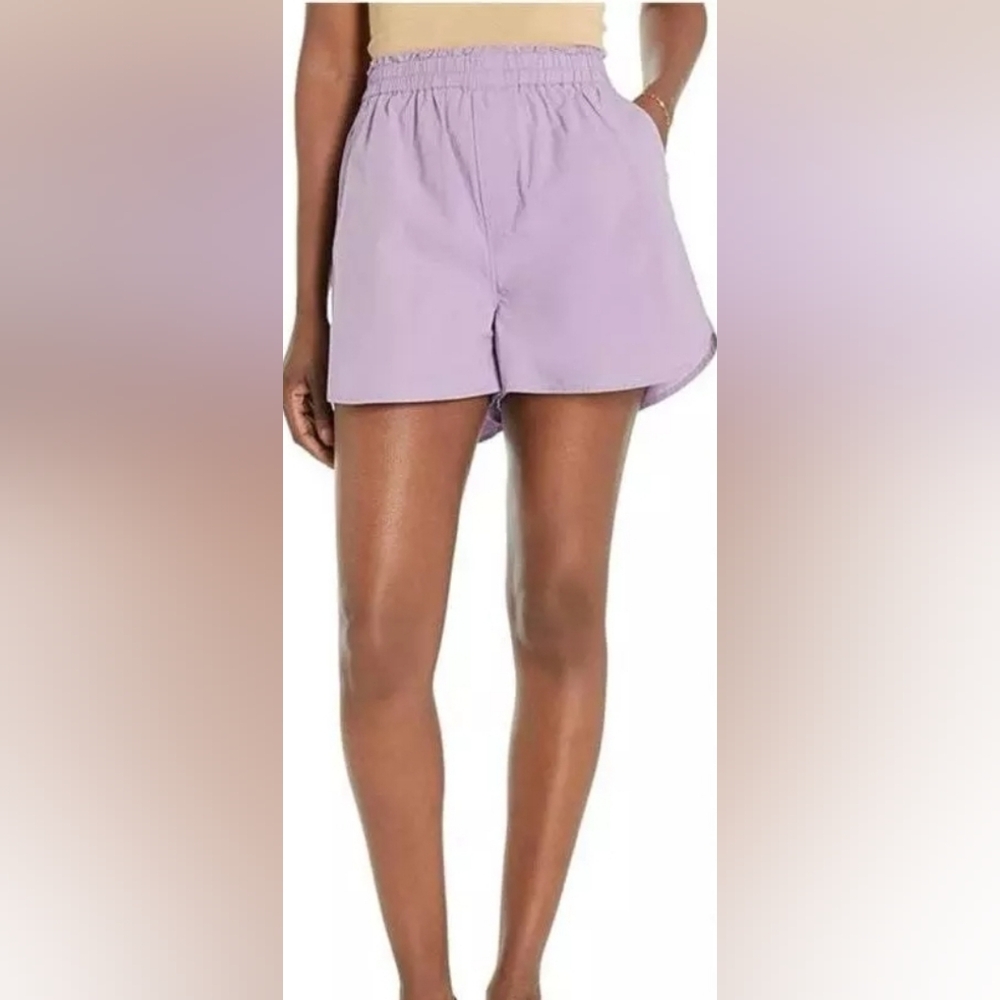 Madewell Purple Cotton Pull On Shorts Women's sz XL Modest Preppy Casual